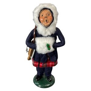 Vintage Byers Choice Christmas Caroler Girl With Skates & Muff 1988